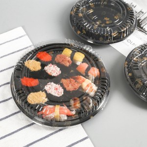 Personnalisez la boîte à emporter des sushis ronds, une boîte à sushi jetable recyclable écologique avec couvercle