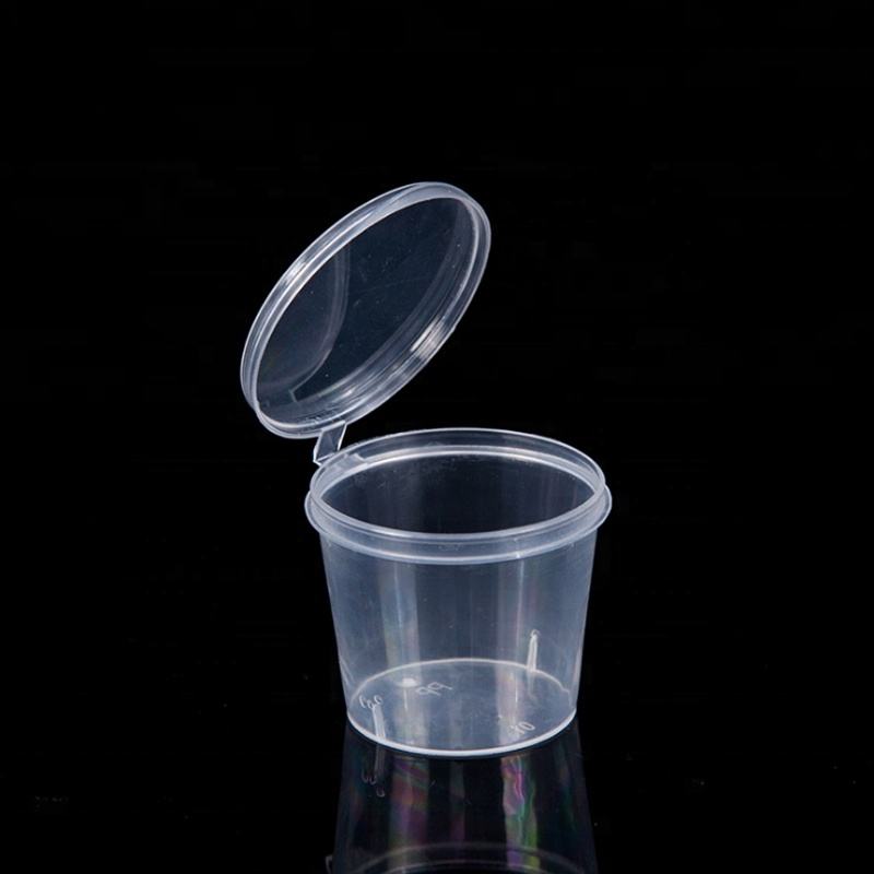 Coupe de sauce en plastique transparent jetable Récipient avec couvercle